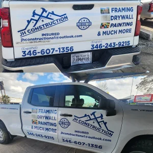 Commercial full vehicle wrap installation on a service van by X Graphics Printing in Houston, TX